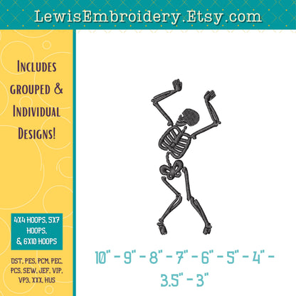 Dancing Skeletons, Machine Embroidery Design – (Instant Download)