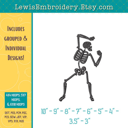 Dancing Skeletons, Machine Embroidery Design – (Instant Download)
