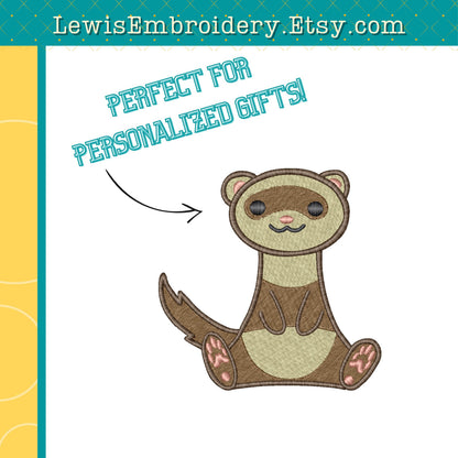 Happy Sitting Ferret, Machine Embroidery Design – (Digital Download)