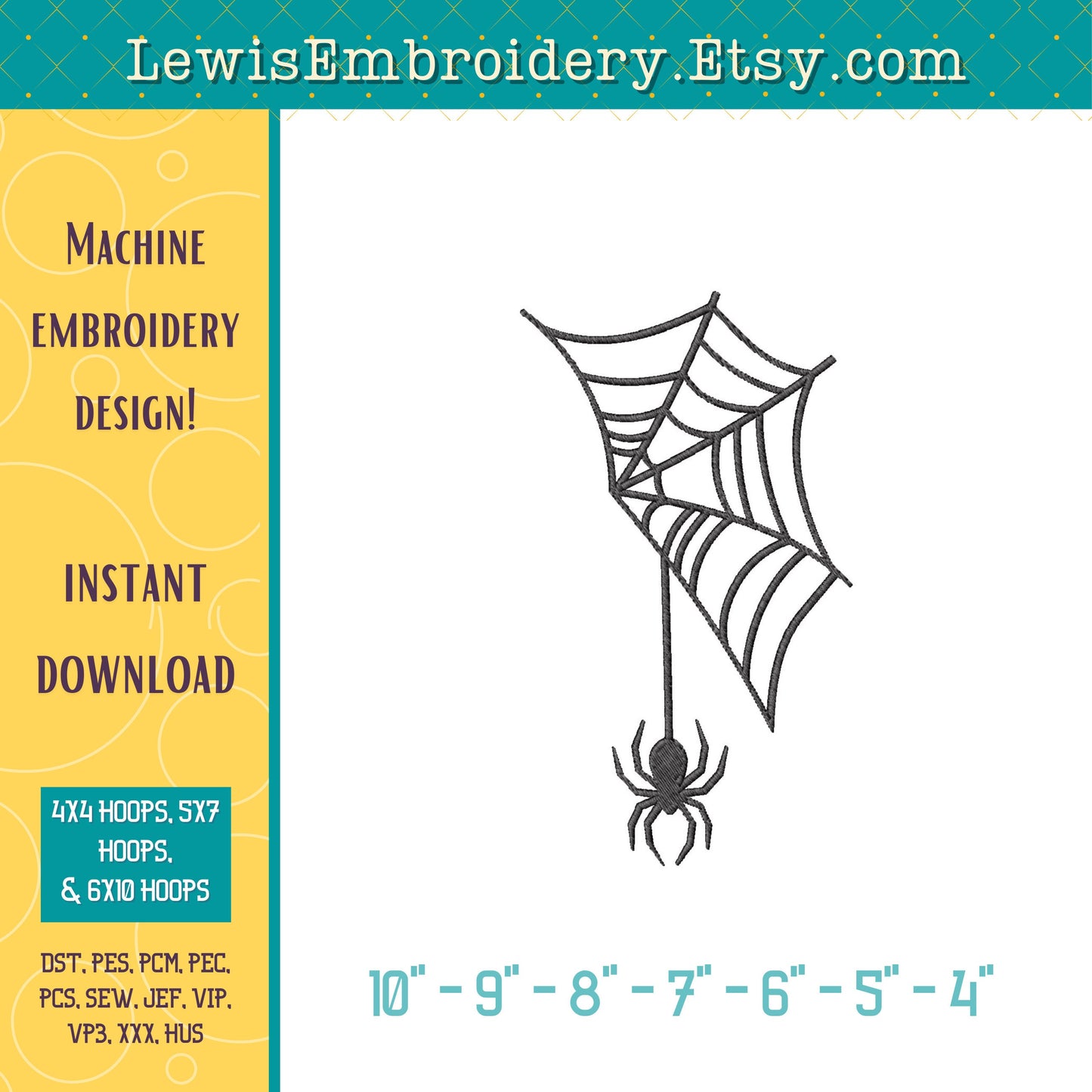 Hanging Spider Web, Machine Embroidery Design – (Digital Download)
