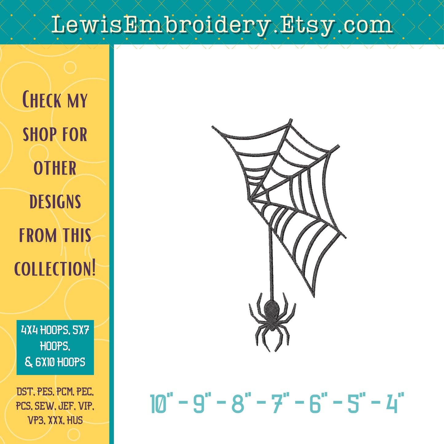 Hanging Spider Web, Machine Embroidery Design – (Digital Download)