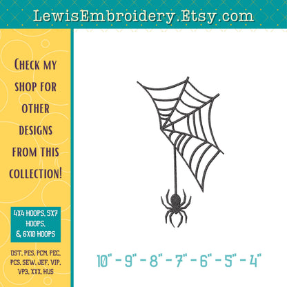 Hanging Spider Web, Machine Embroidery Design – (Digital Download)