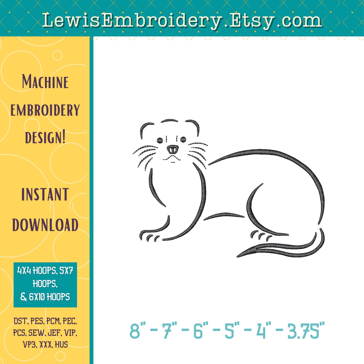 Ferret, Machine Embroidery Design - (Digital Download)