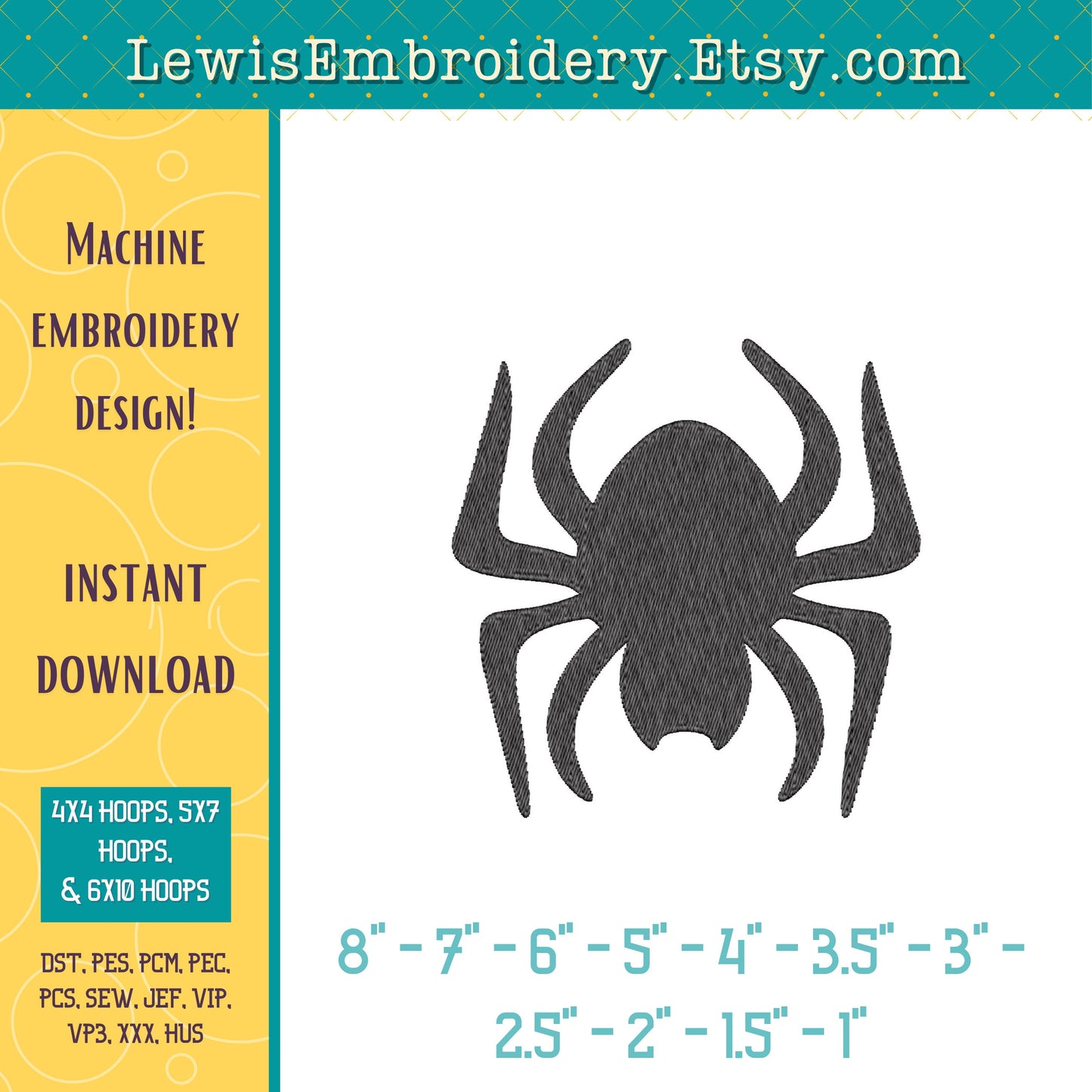 Fat Spider, Machine Embroidery Design – (Instant Download)