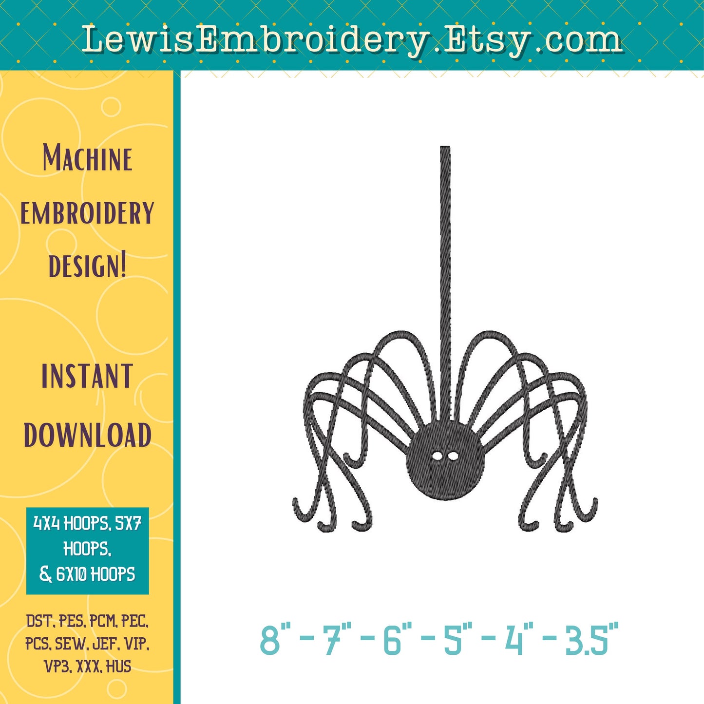 Long Leg Spider, Machine Embroidery Design - (Instant Download)