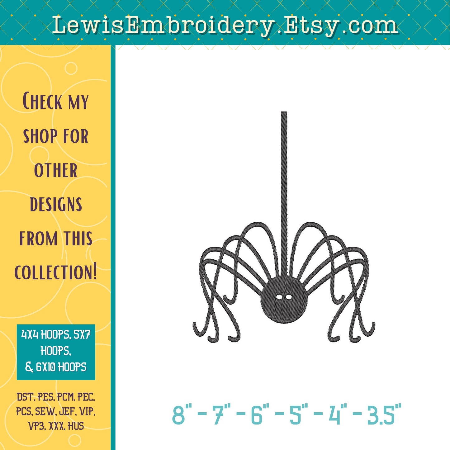Long Leg Spider, Machine Embroidery Design - (Instant Download)