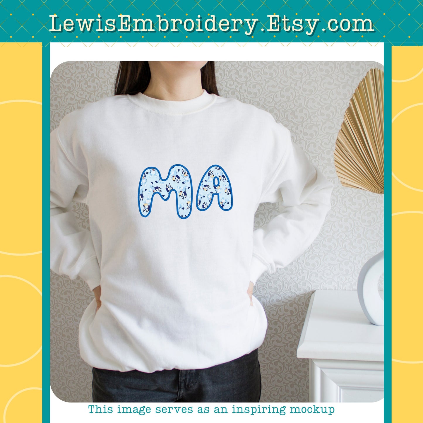 "MA" Applique, Machine Embroidery Design – NOT Full Bluey Font - (Digital Download)