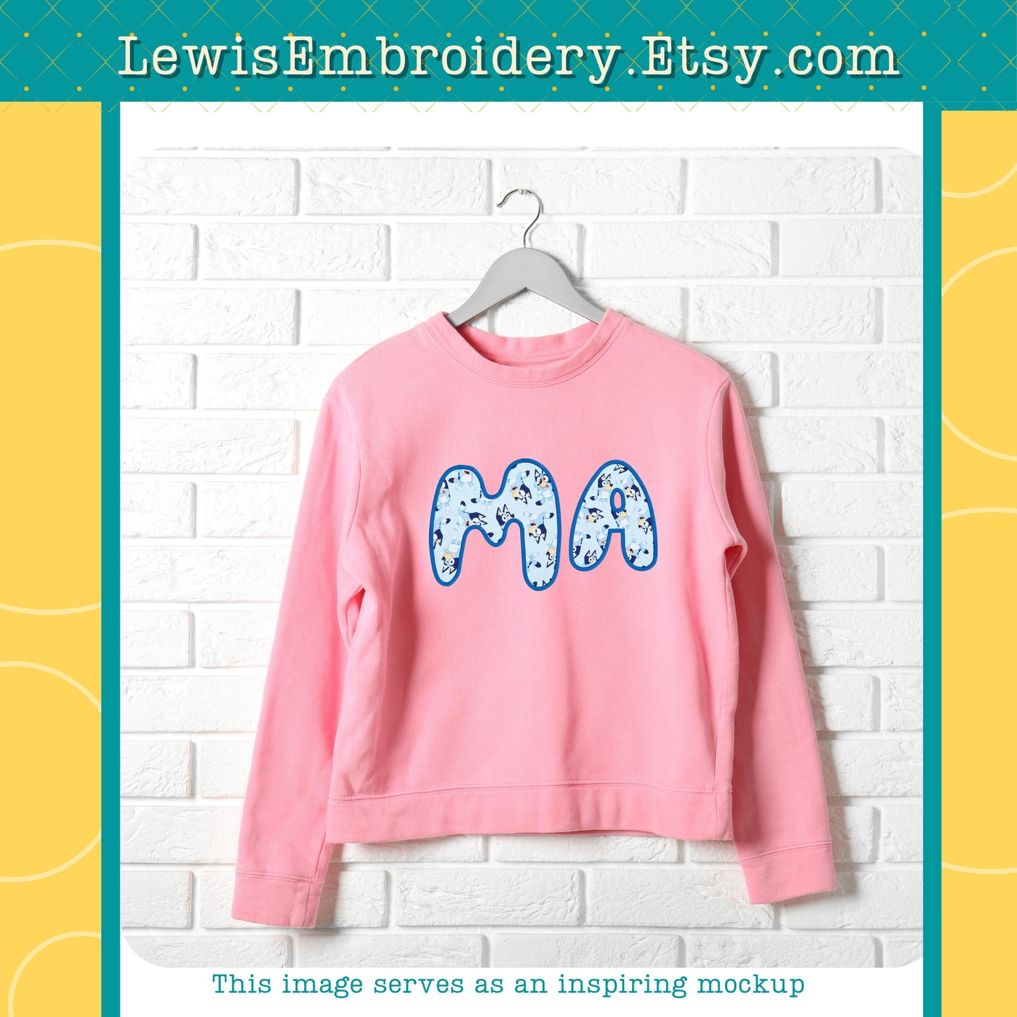 "MA" Applique, Machine Embroidery Design – NOT Full Bluey Font - (Digital Download)