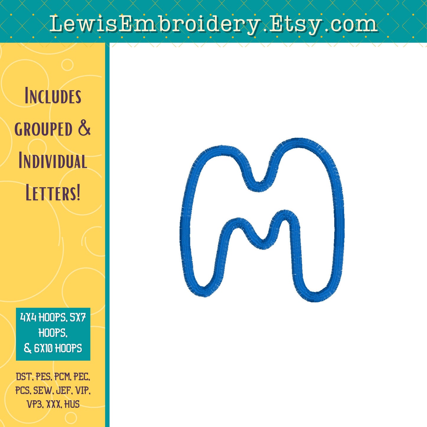 "MUM" Applique, Machine Embroidery Design – NOT Full Bluey Font - (Digital Download)