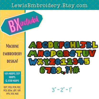 Mario, Machine Embroidery Font - with BX - (PDF Tutorial Included)