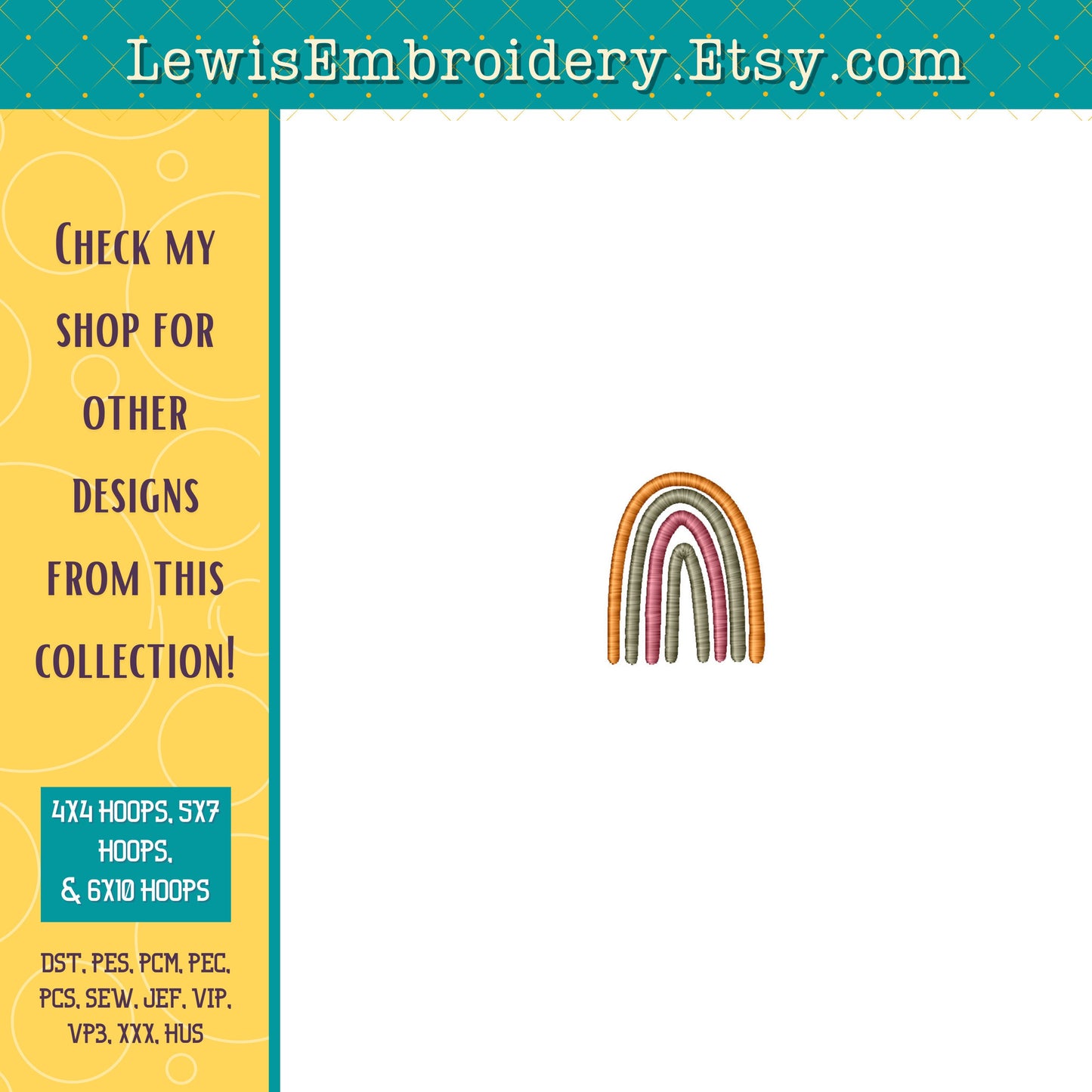 Boho Rainbow Machine Embroidery Design – (Digital Download)