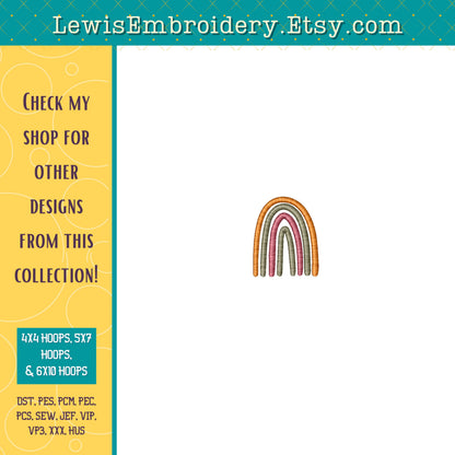 Boho Rainbow Machine Embroidery Design – (Digital Download)