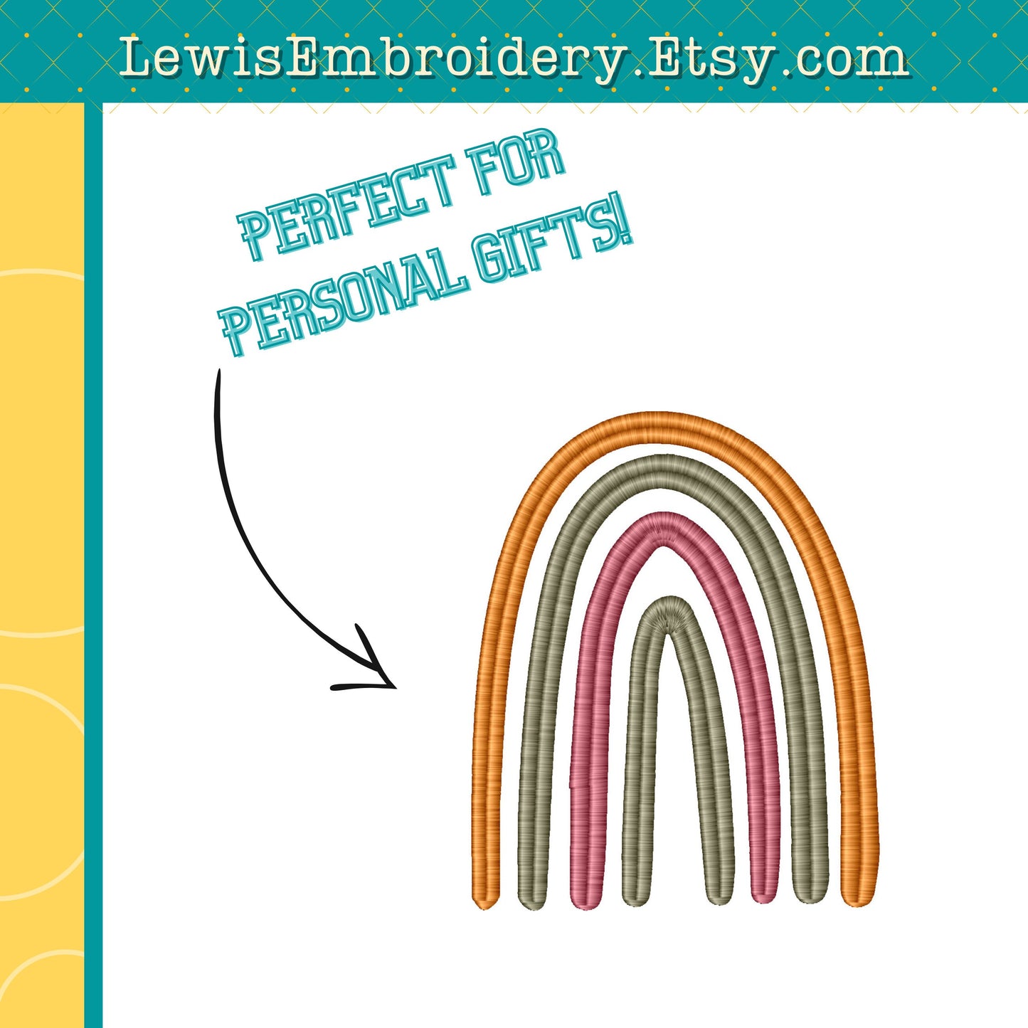 Boho Rainbow Machine Embroidery Design – (Digital Download)