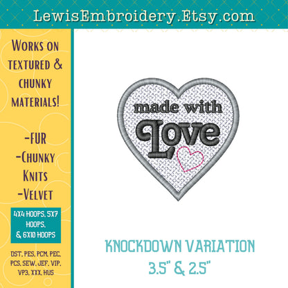 Made With Love Heart, Machine Embroidery Design - (Digital Download)
