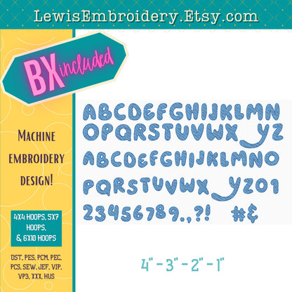 Bluey, Quick Fill Sketch, Machine Embroidery Font - BX Included - (Digital Download)