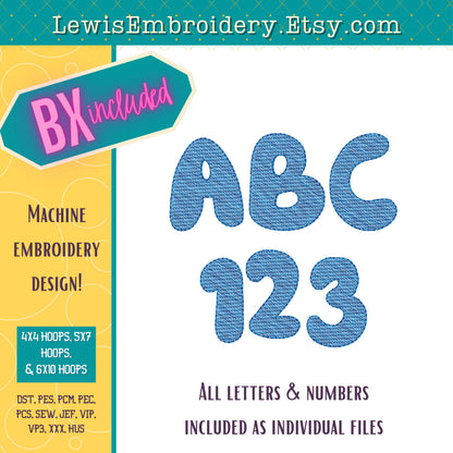 Bluey, Quick Fill Sketch, Machine Embroidery Font - BX Included - (Digital Download)