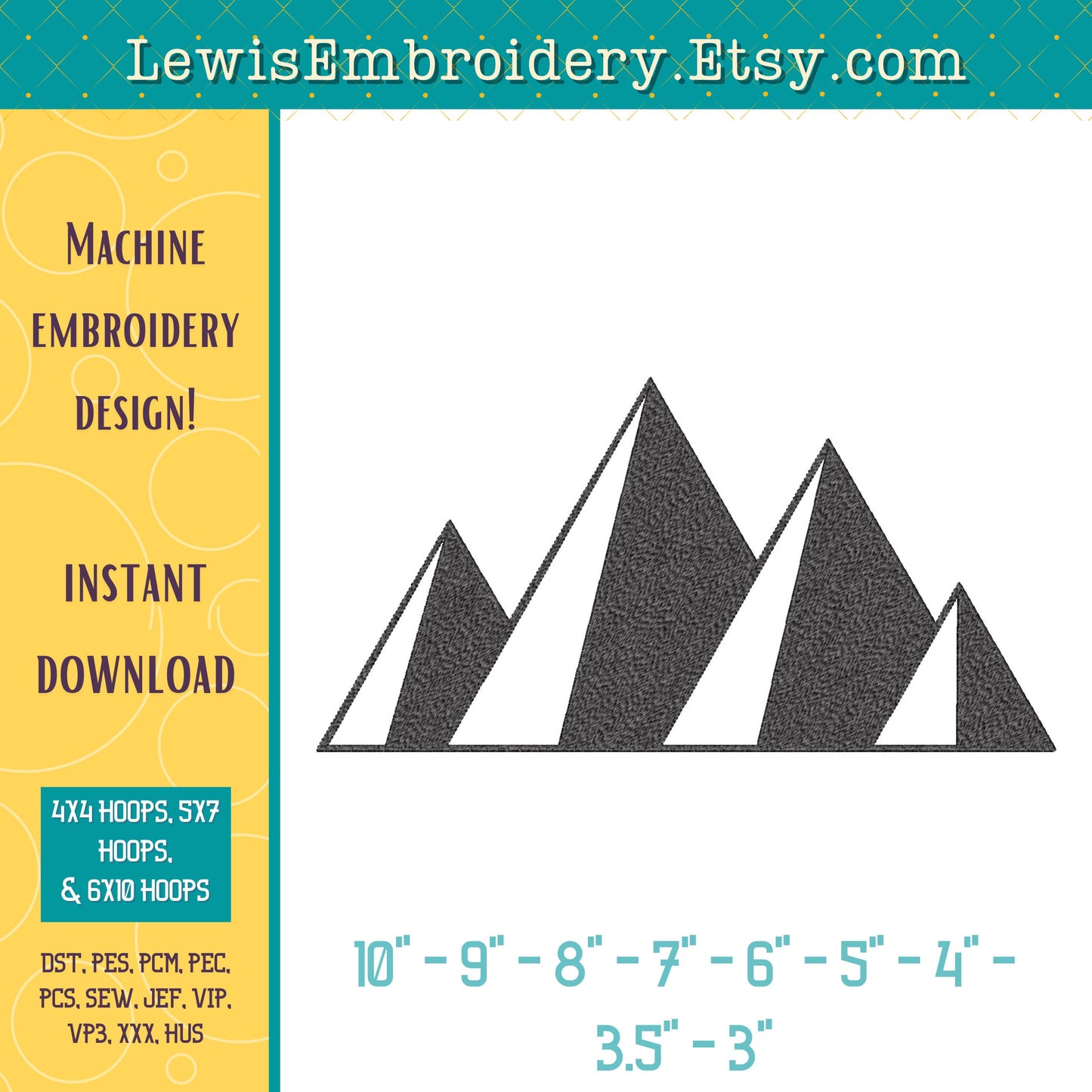 Mountain Range, Machine Embroidery Design – (Digital Download)
