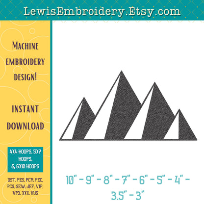 Mountain Range, Machine Embroidery Design – (Digital Download)