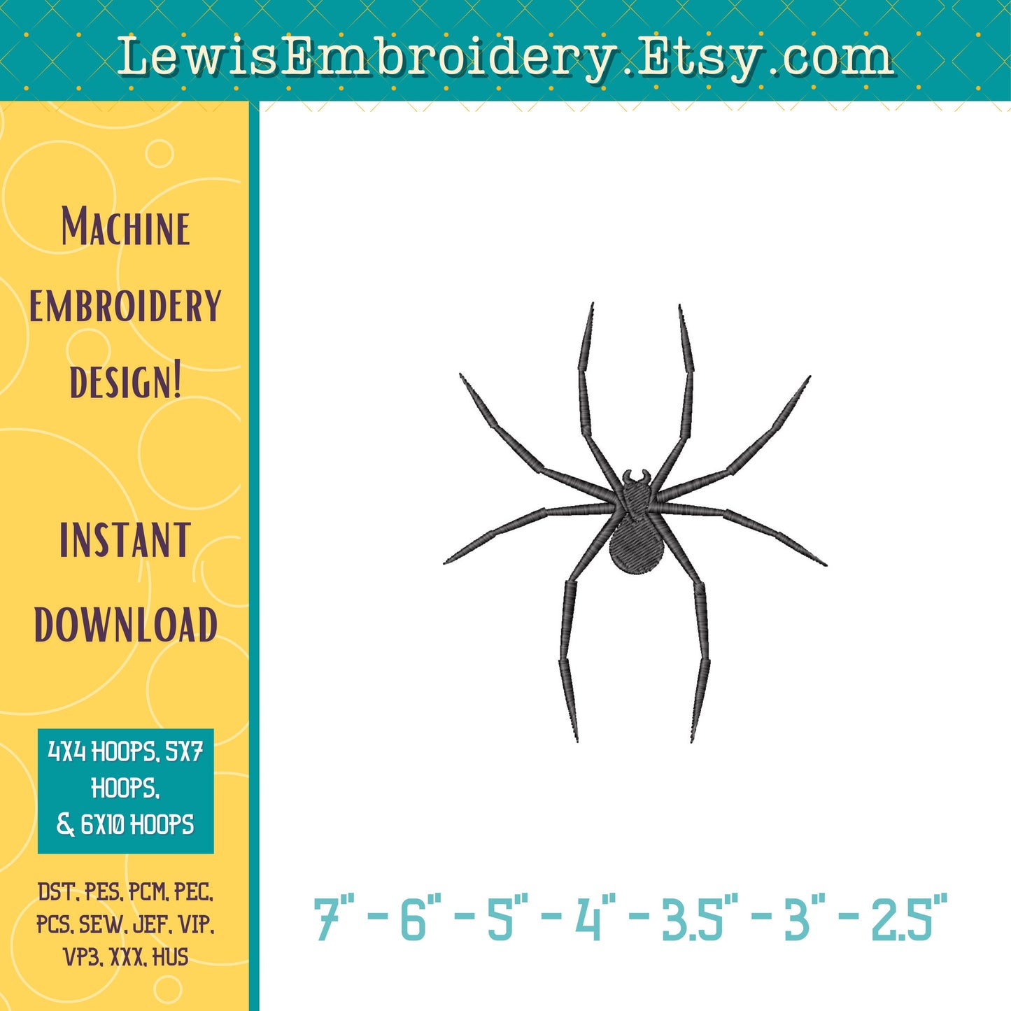Creepy Spider, Machine Embroidery Design – (Instant Download)