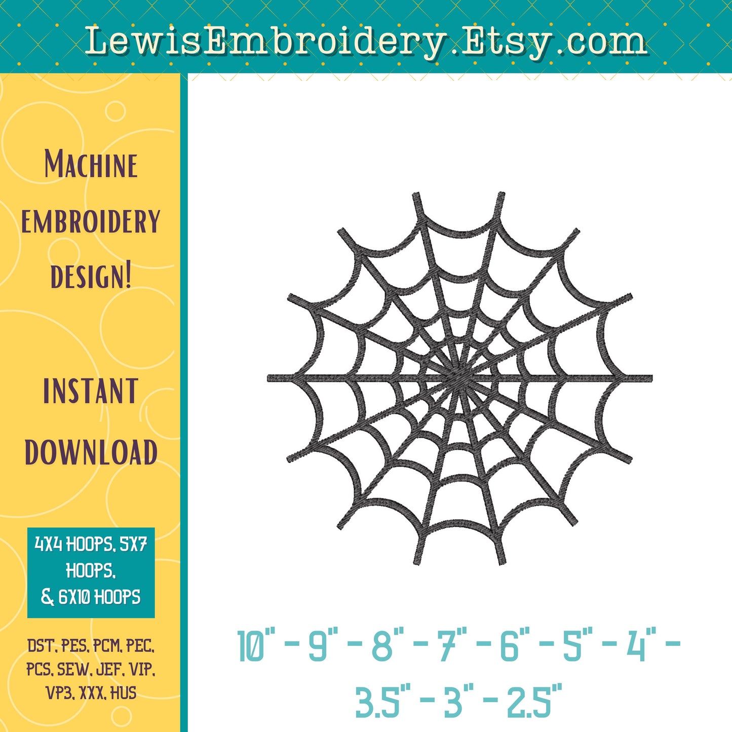 Spider Web, Machine Embroidery Design – (Digital Download)