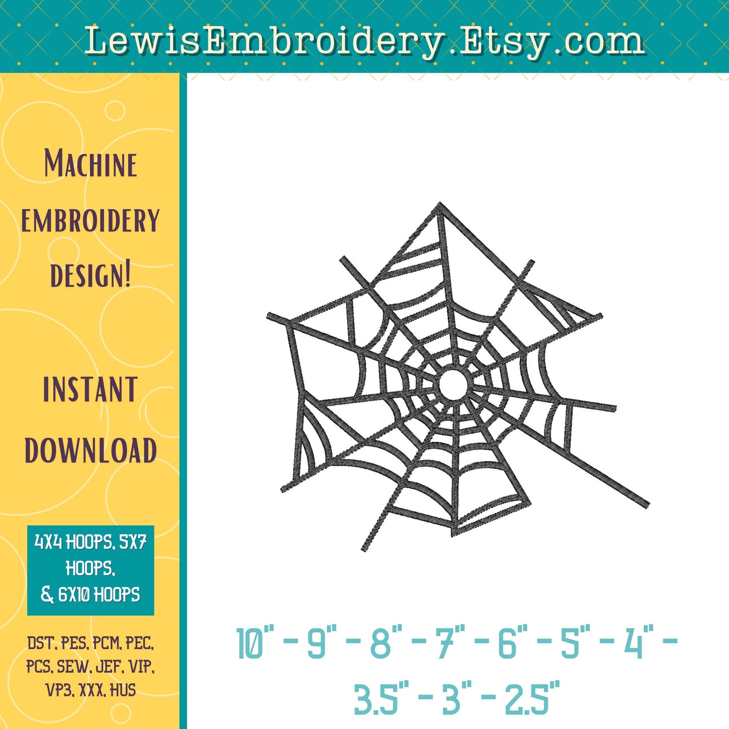 Spooky Spider Web, Machine Embroidery Design – (Digital Download)