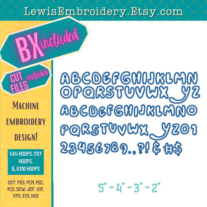 Bluey, Applique Machine Embroidery Font - with BX - (PDF Tutorial Included)