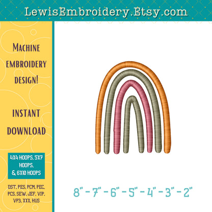 Boho Rainbow Machine Embroidery Design – (Digital Download)