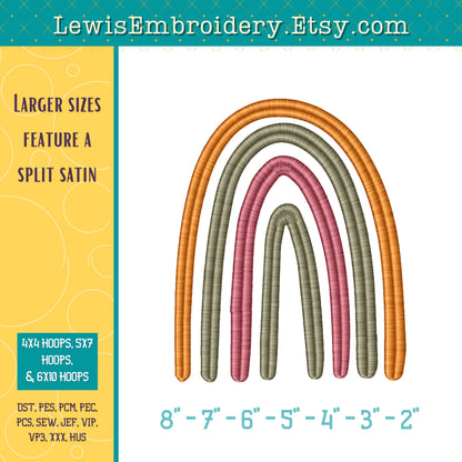 Boho Rainbow Machine Embroidery Design – (Digital Download)