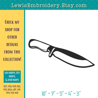 Bowie Hunting Knife, Machine Embroidery Design – (Digital Download)