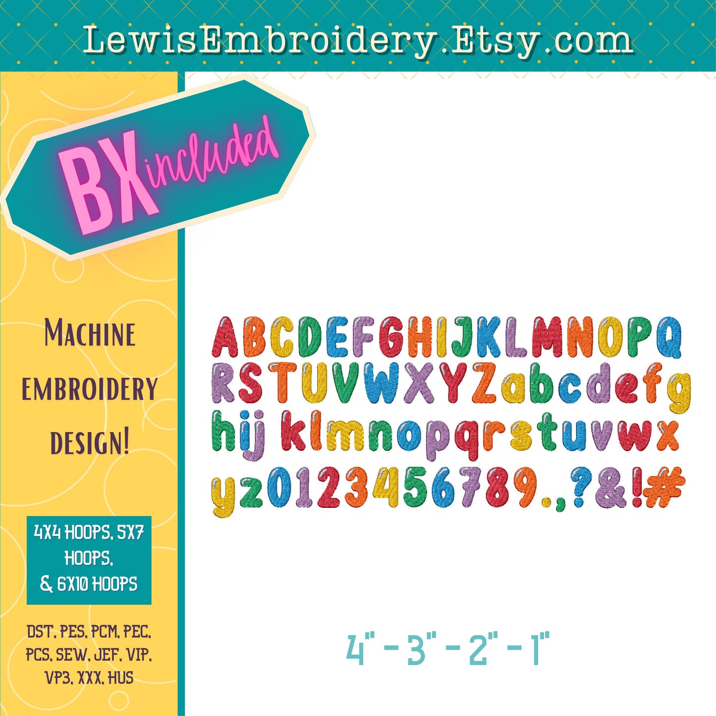 Fill Stitch, Rainbow Baby, Machine Embroidery Font – BX Included - (Digital Download)
