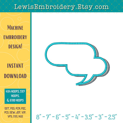 Speech Bubble, Machine Embroidery Design – (Digital Download)