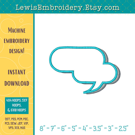 Speech Bubble, Machine Embroidery Design – (Digital Download)