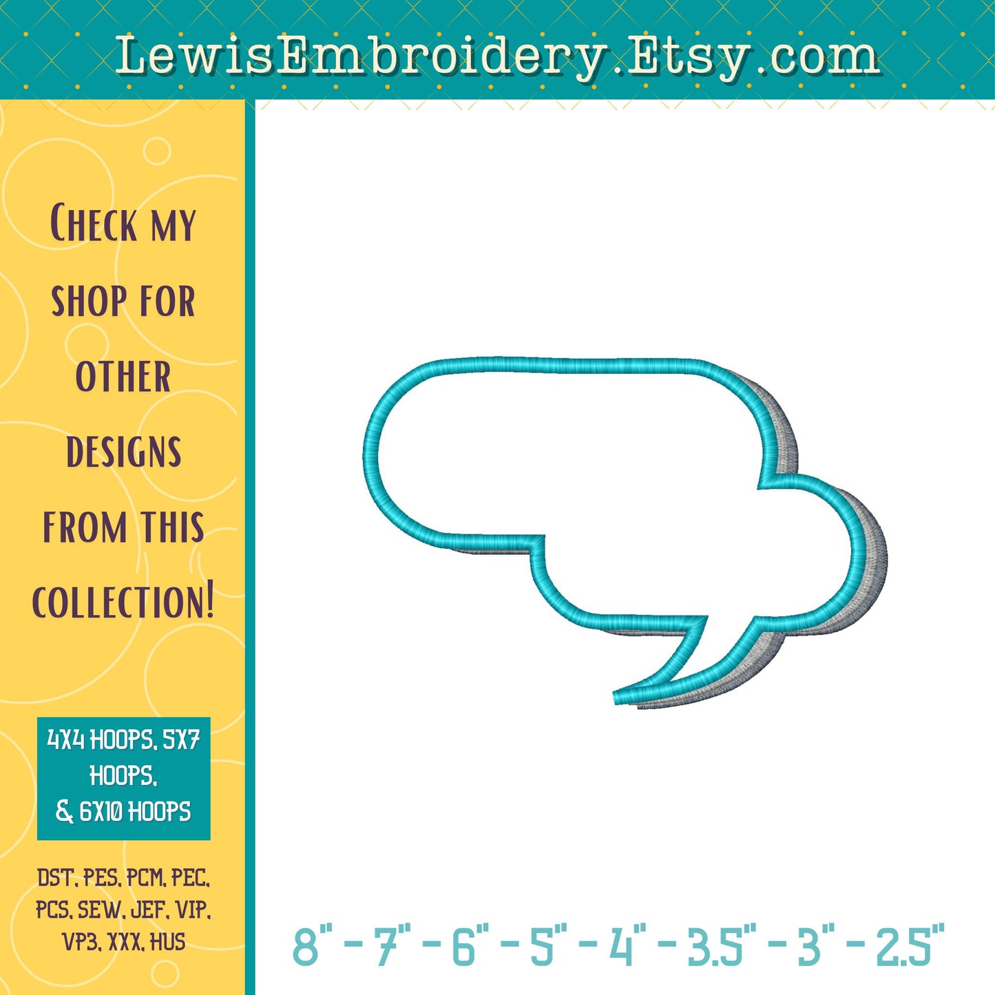 Speech Bubble, Machine Embroidery Design – (Digital Download)