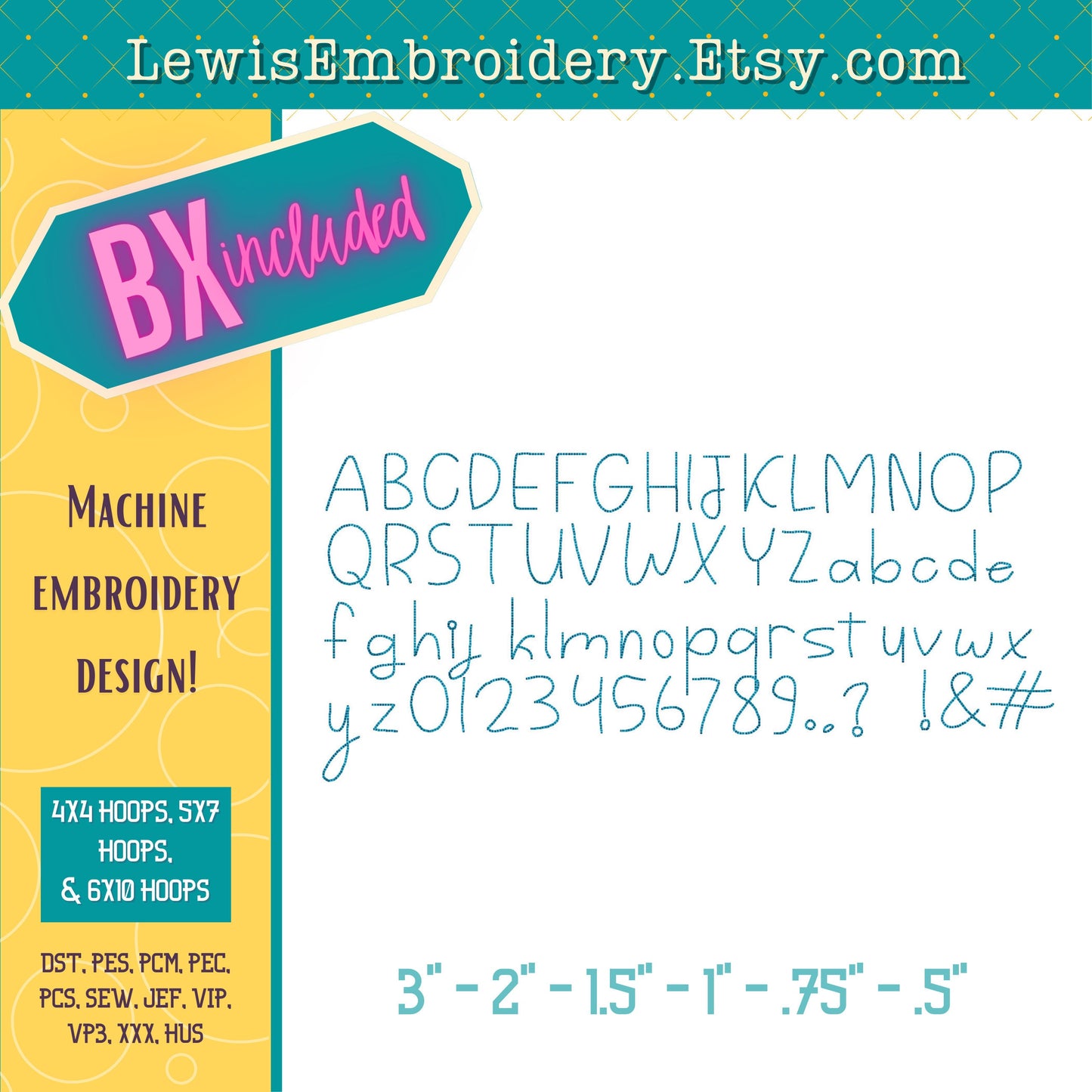 Bean Stitch, Handwriting, Machine Embroidery Font – BX Included - (Digital Download)