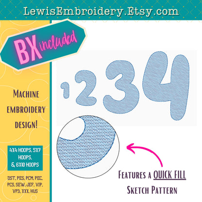 Bluey, Quick Fill Sketch, Machine Embroidery Font - BX Included - (Digital Download)