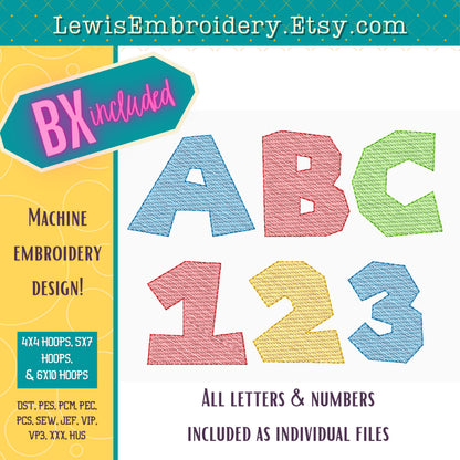 Quick Fill Sketch, Mario, Machine Embroidery Font – BX Included - (Digital Download)