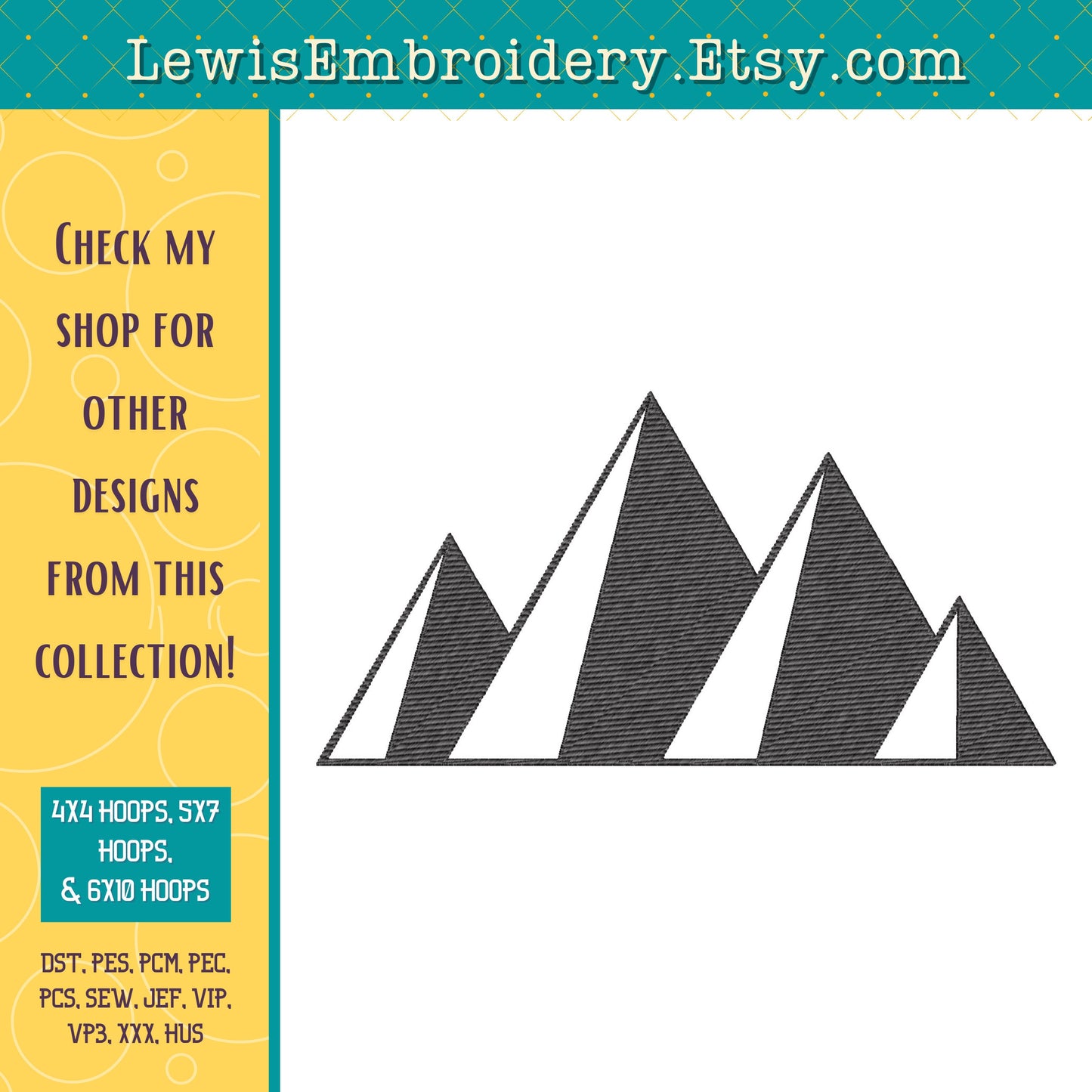 Mountain Range, Machine Embroidery Design – (Digital Download)