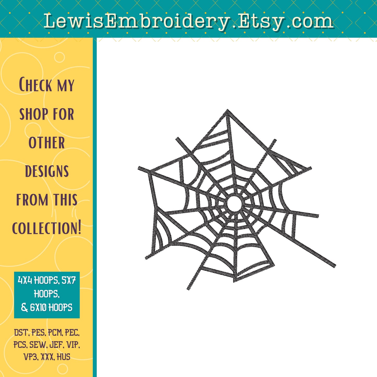 Spooky Spider Web, Machine Embroidery Design – (Digital Download)