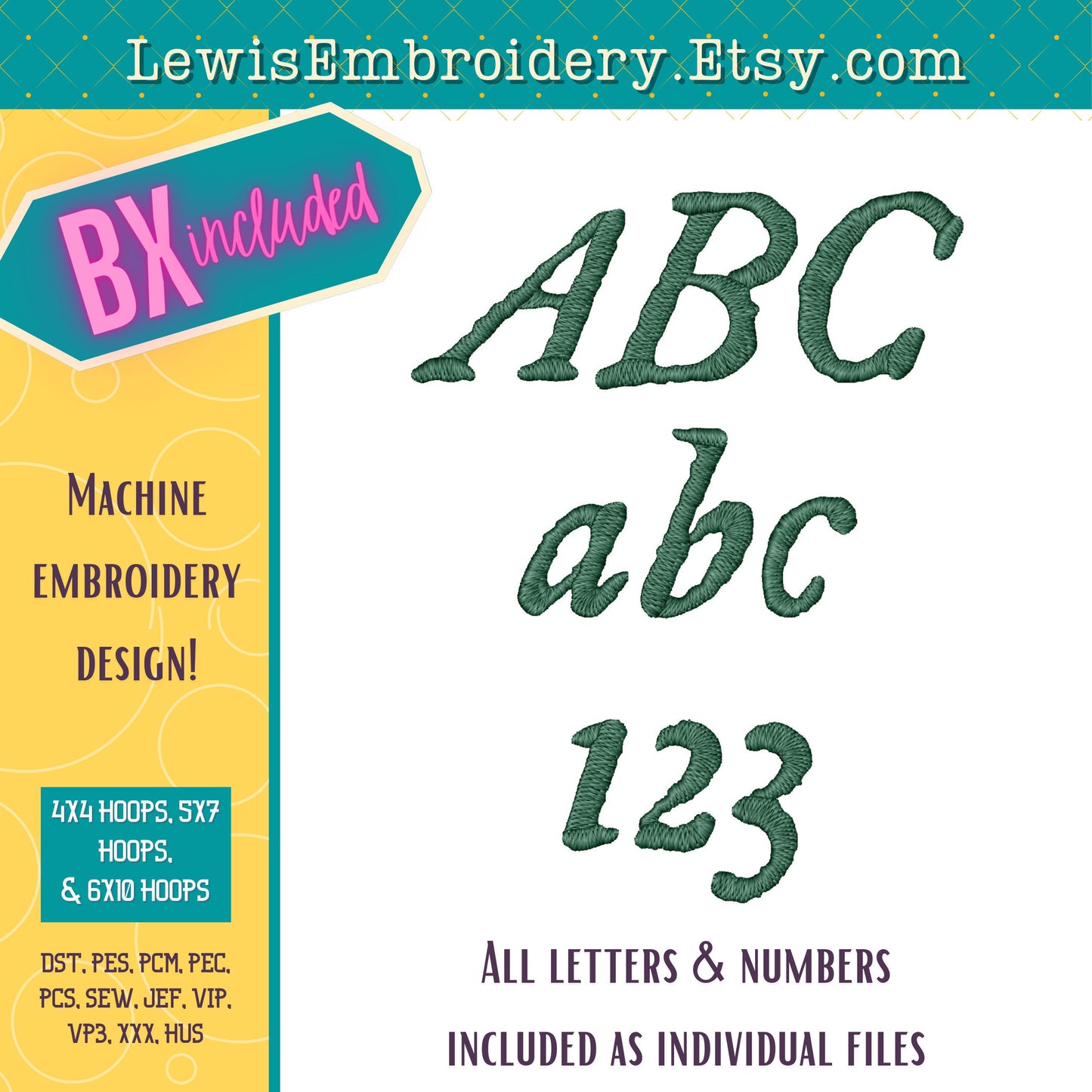 Folklore Machine Embroidery Font - With BX - (Digital Download)