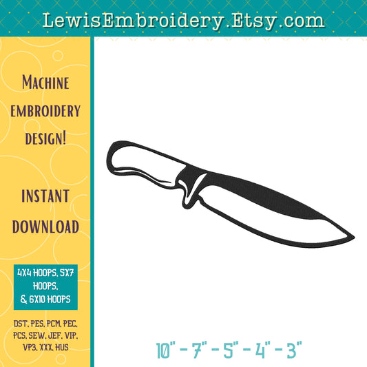 Bowie Hunting Knife, Machine Embroidery Design – (Digital Download)