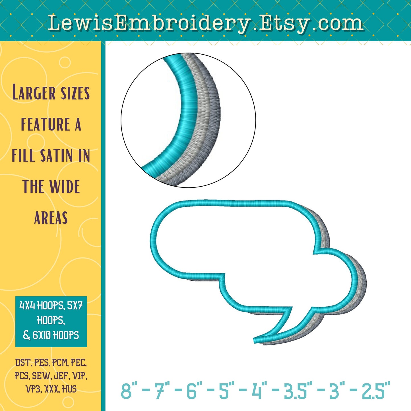 Speech Bubble, Machine Embroidery Design – (Digital Download)