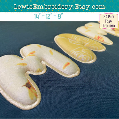 MAMA, 3D Puff Applique, Machine Embroidery Design - NOT Full Bluey Font - (PDF Tutorial Included)