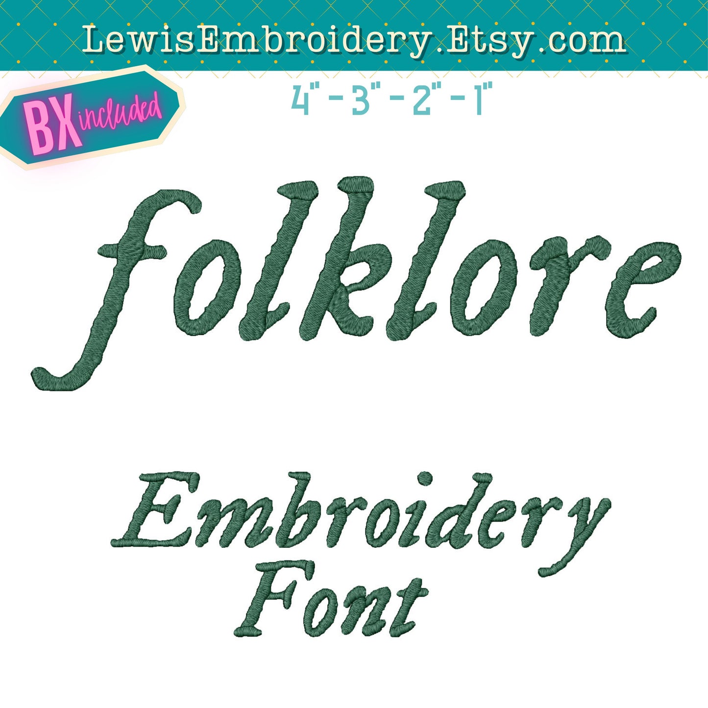 Folklore Machine Embroidery Font - With BX - (Digital Download)