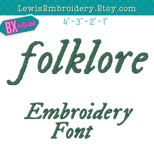 Folklore Machine Embroidery Font - With BX - (Digital Download)