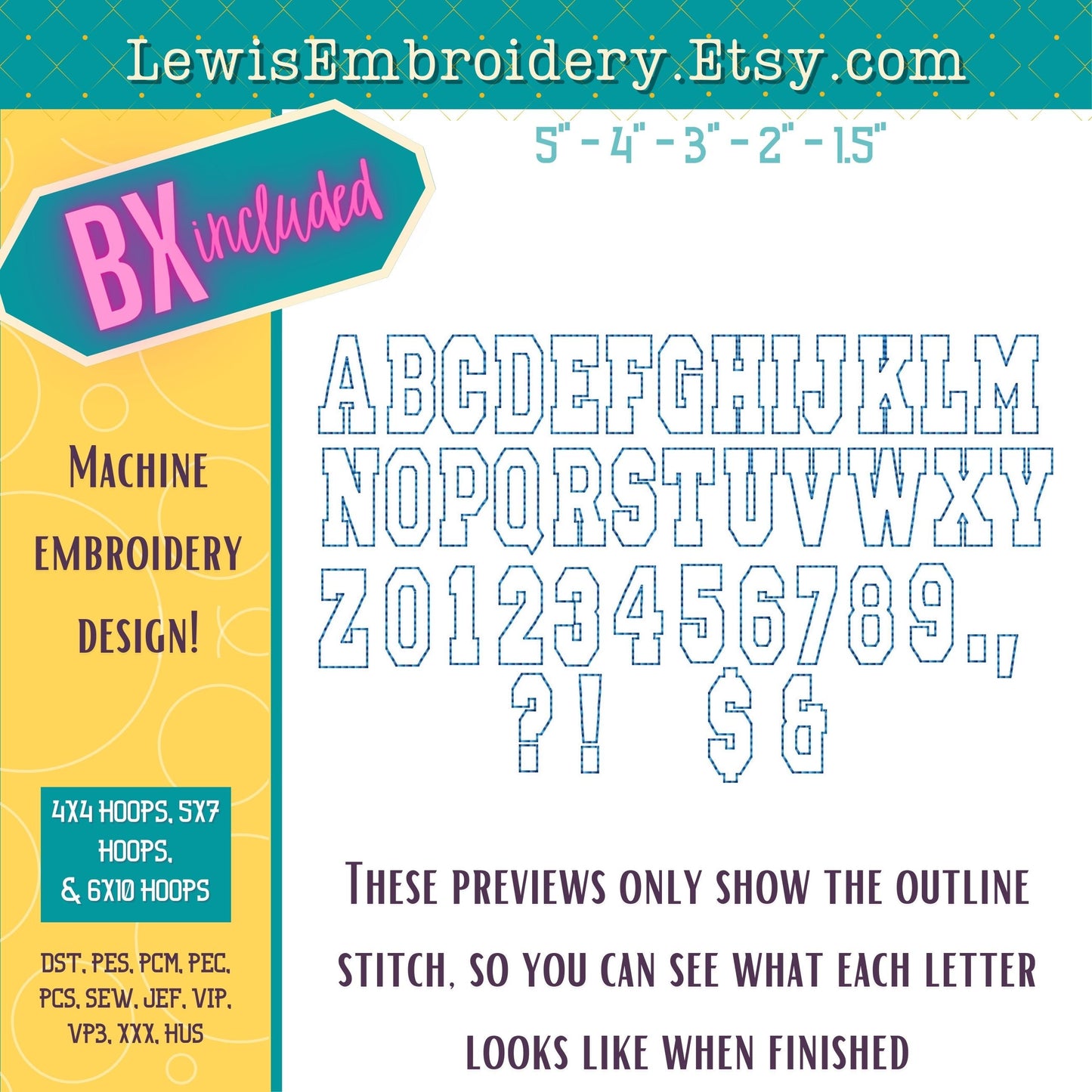 Embossed 3D Puff, Varsity, Machine Embroidery Font - With BX - (PDF Tutorial Included)