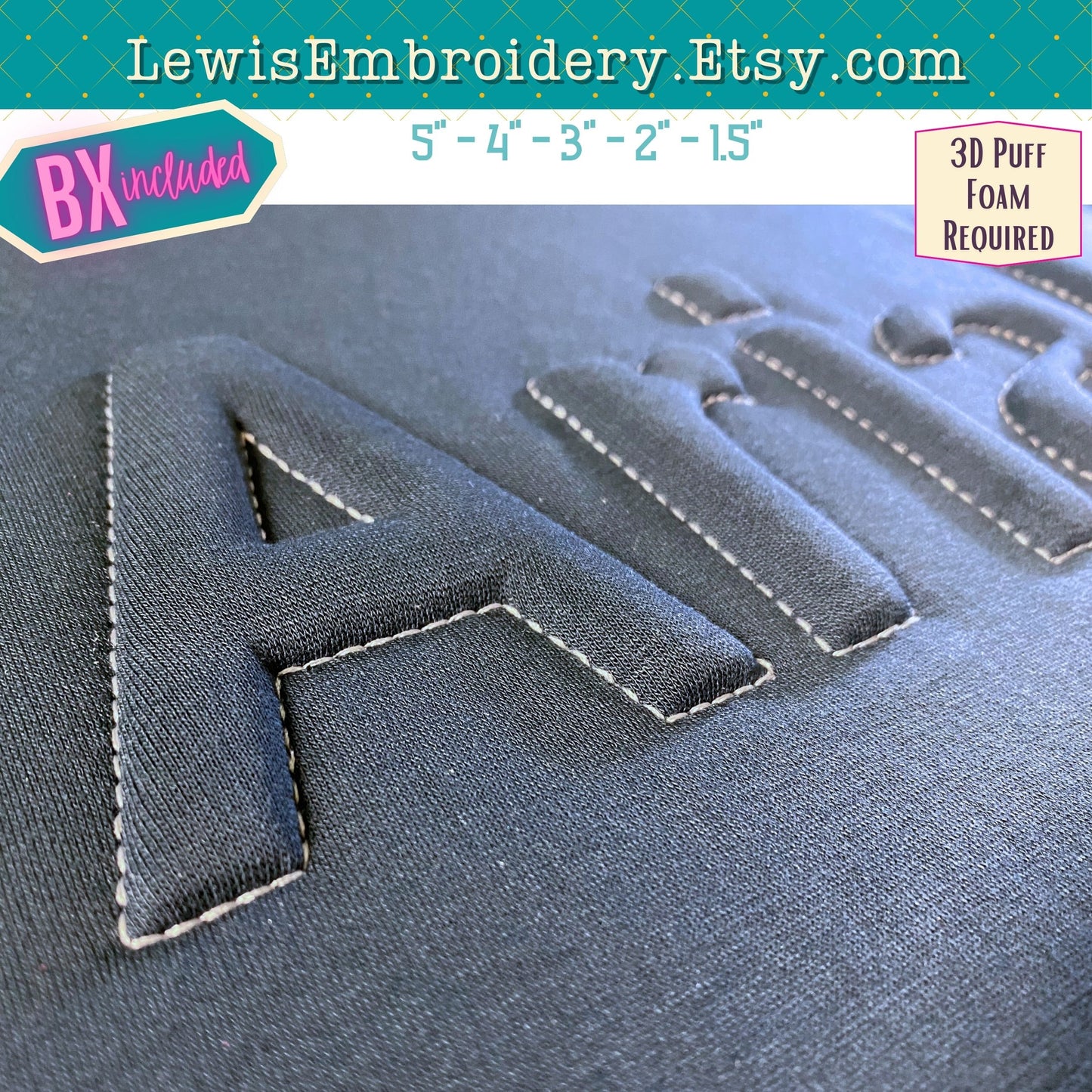 Embossed 3D Puff, Machine Embroidery, Arial Font - With BX - (PDF Tutorial Included)