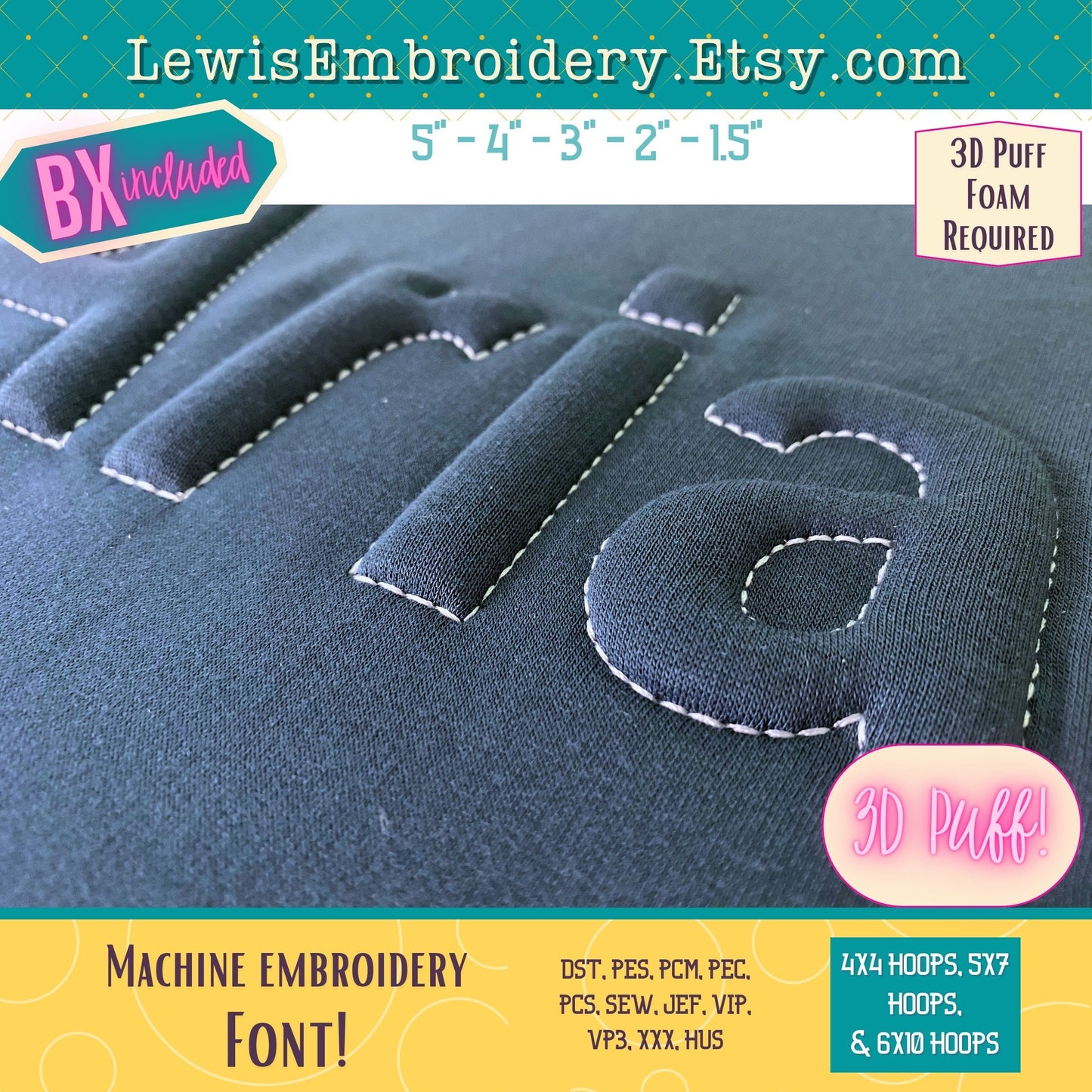 Embossed 3D Puff, Machine Embroidery, Arial Font - With BX - (PDF Tutorial Included)