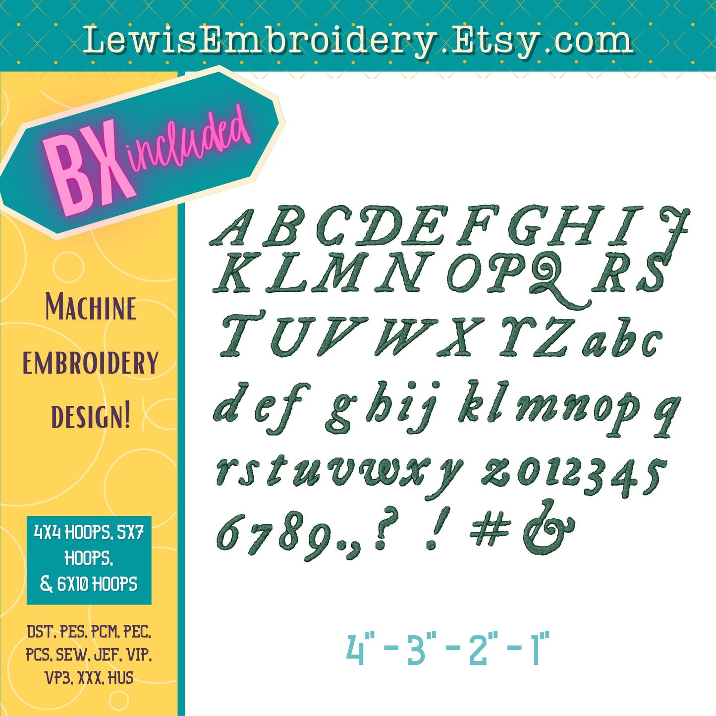 Folklore Machine Embroidery Font - With BX - (Digital Download)