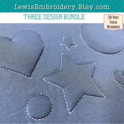 Embossed 3D Puff Shapes, Machine Embroidery Design - (PDF Tutorial Included)