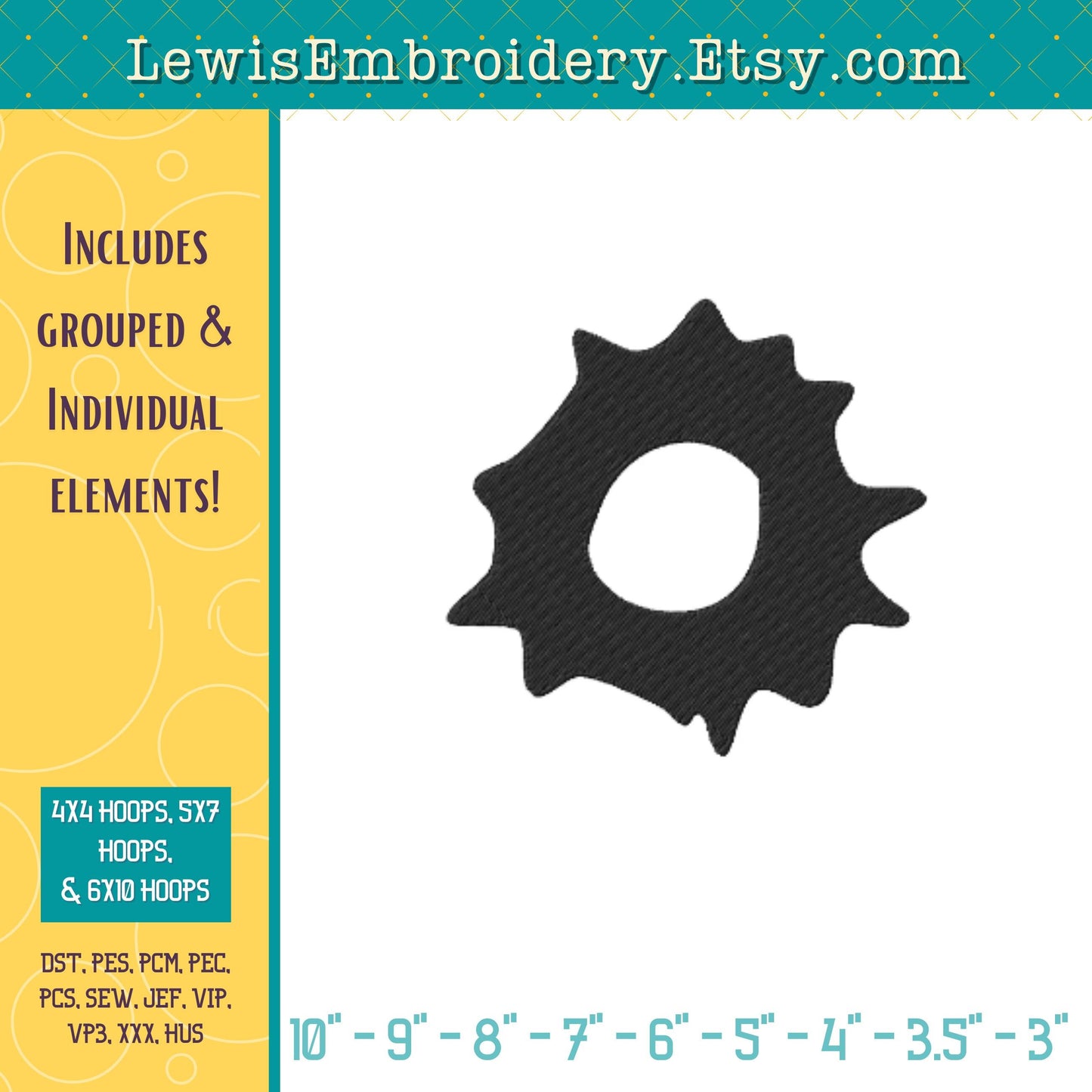 Bullet Holes, Machine Embroidery Design – (Digital Download)